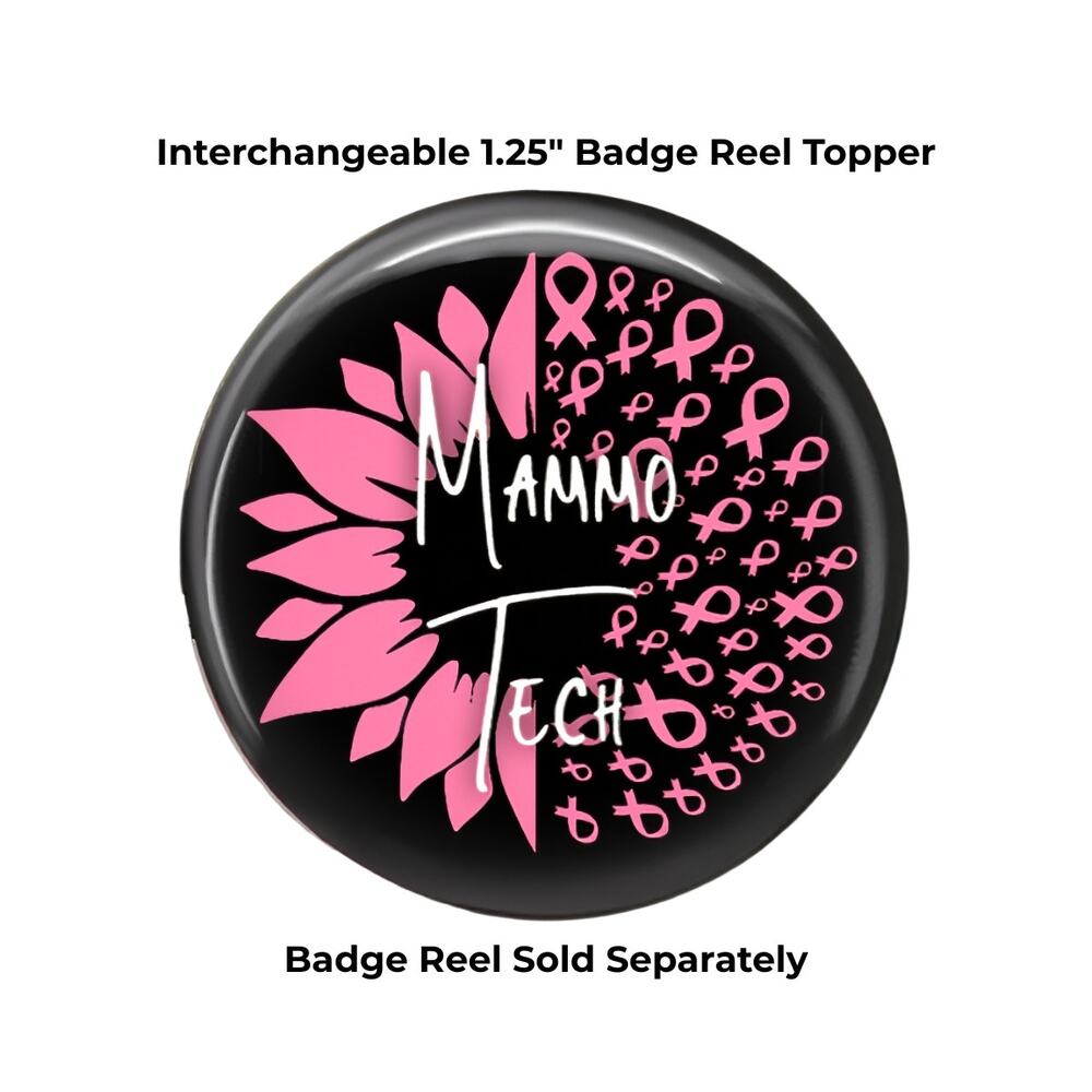 Mammo Tech Badge Topper Mammography Technologist Pink Ribbon Breast Imaging